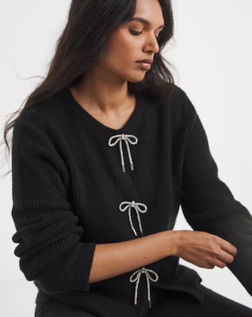 Black Diamante Bow Cardigan
