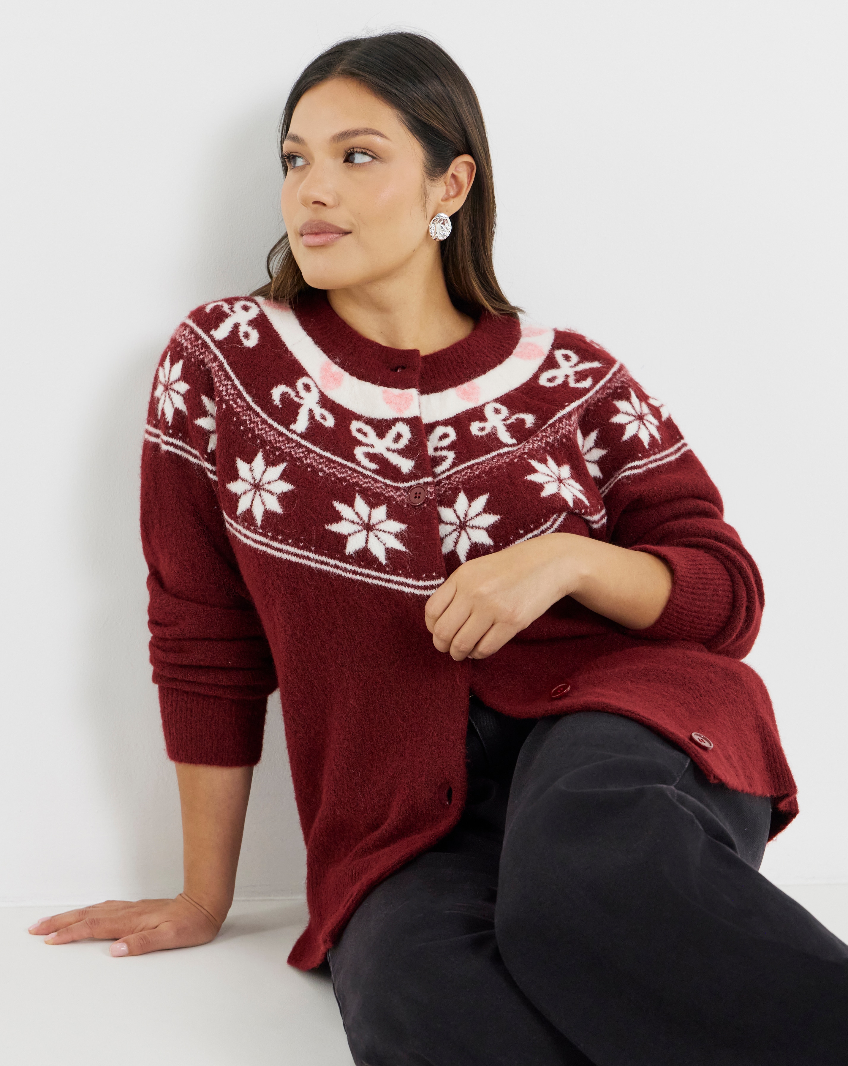 Fair Isle Crew Neck Cardigan