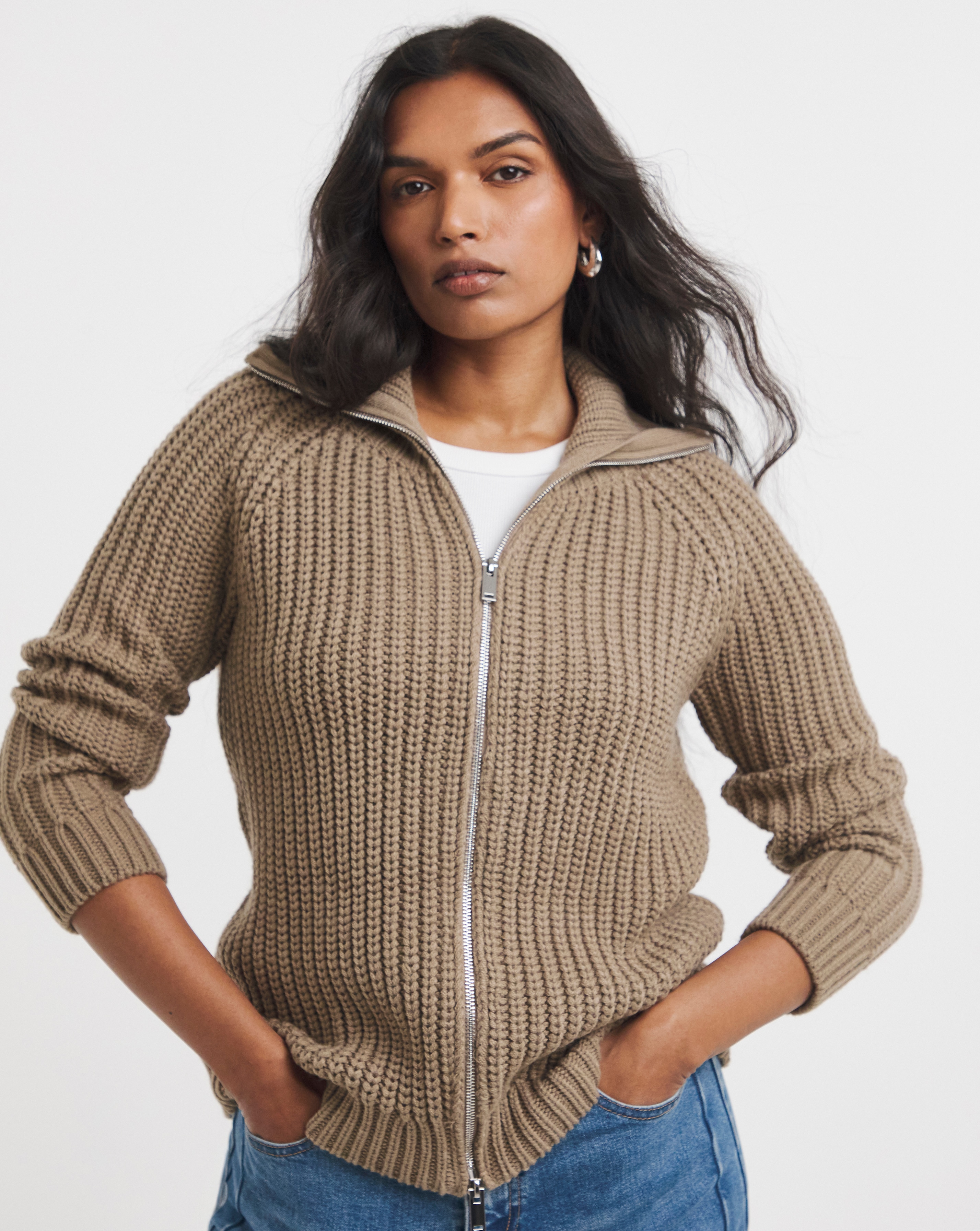 Chunky Zip Through Cardigan