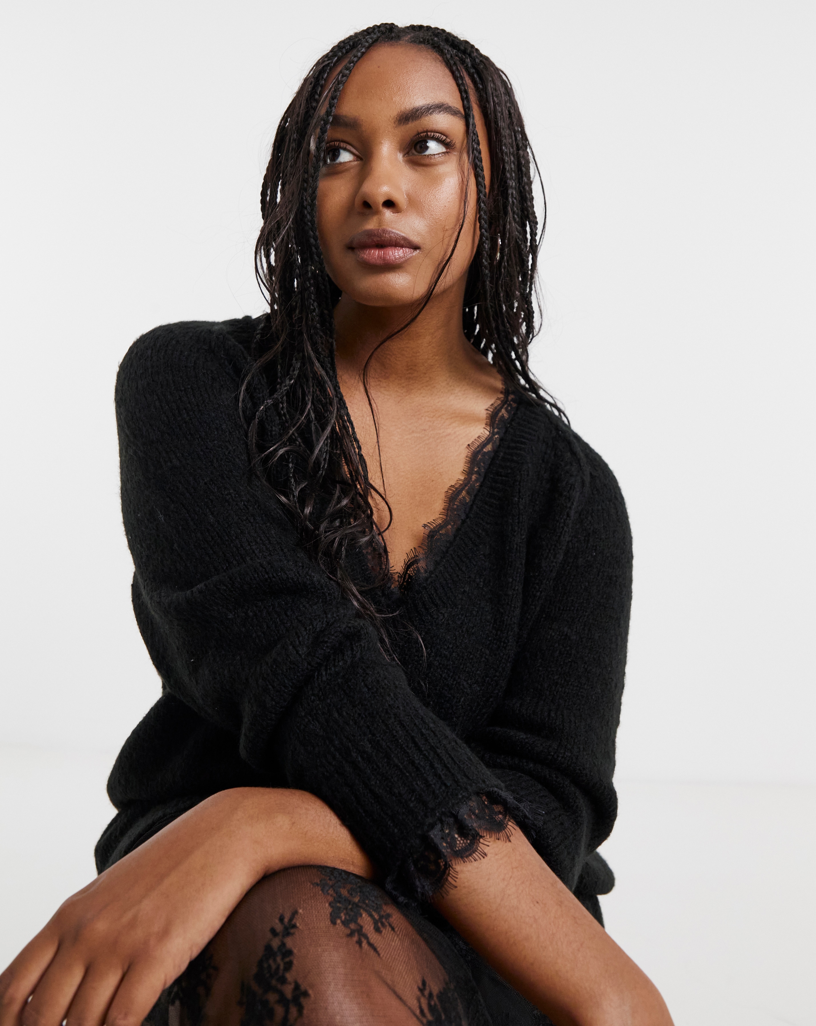 Lace Trim V-Neck Tunic