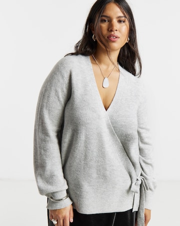 Simply Be Grey Marl Ballet Wrap Cardigan