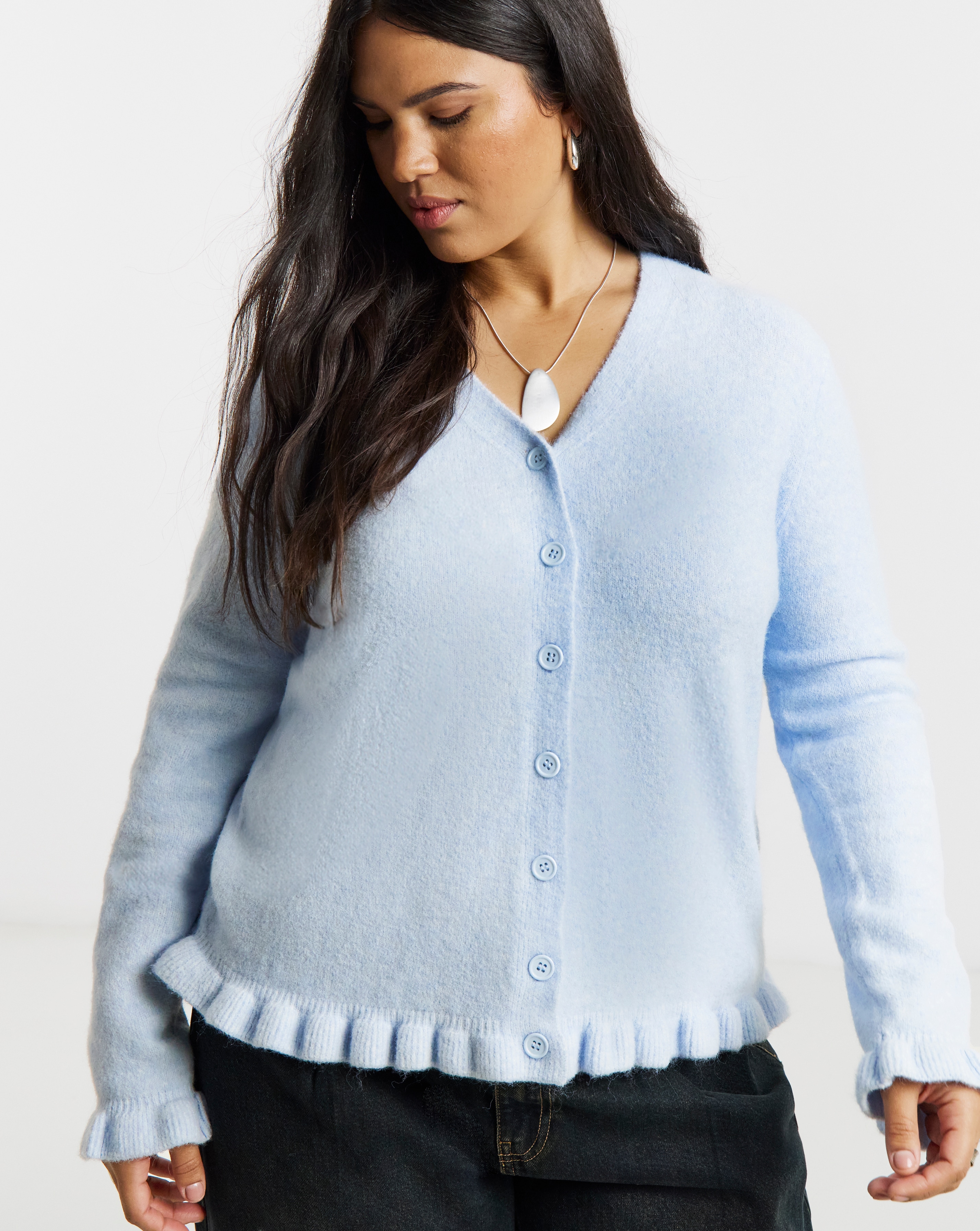 Frill V-Neck Cardigan
