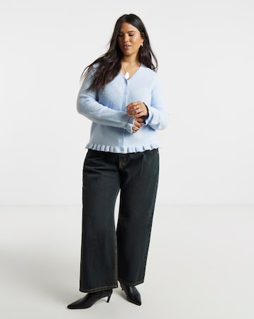 Blue Frill V-Neck Cardigan