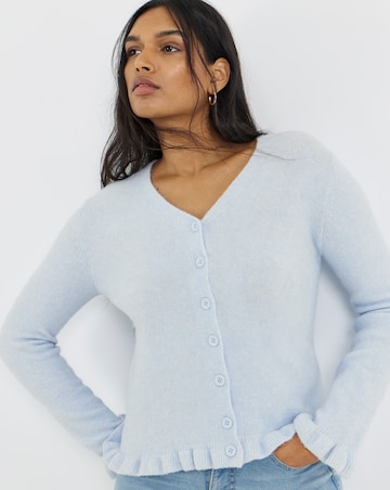 Blue Frill V-Neck Cardigan