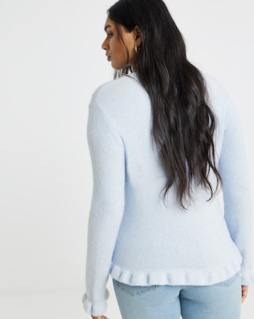 Blue Frill V-Neck Cardigan