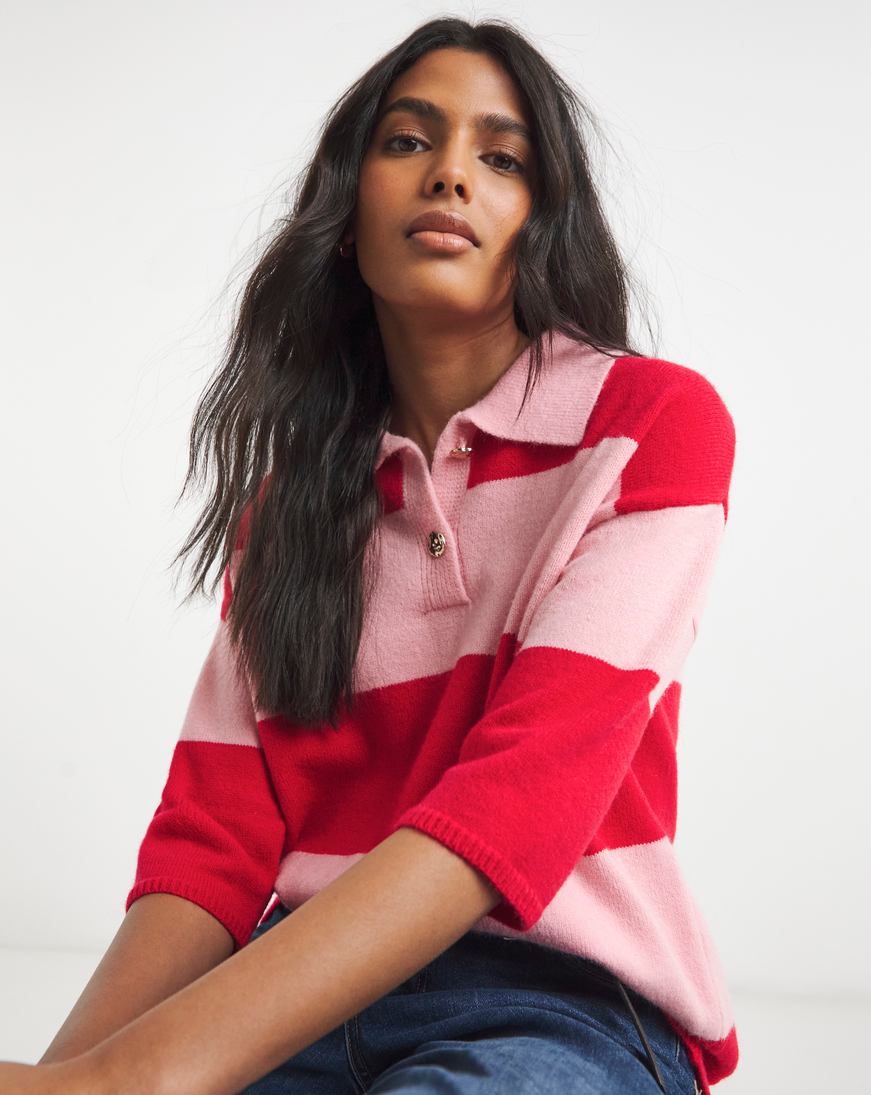 New In - Simply Be Rugby Stripe Knitted Polo