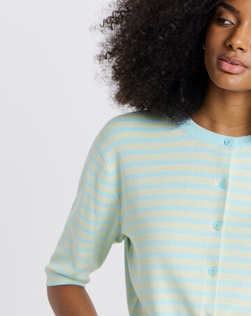 Blue Stripe Short Sleeve Boxy Cardigan