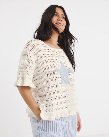 Crochet Top with Turtle Applique