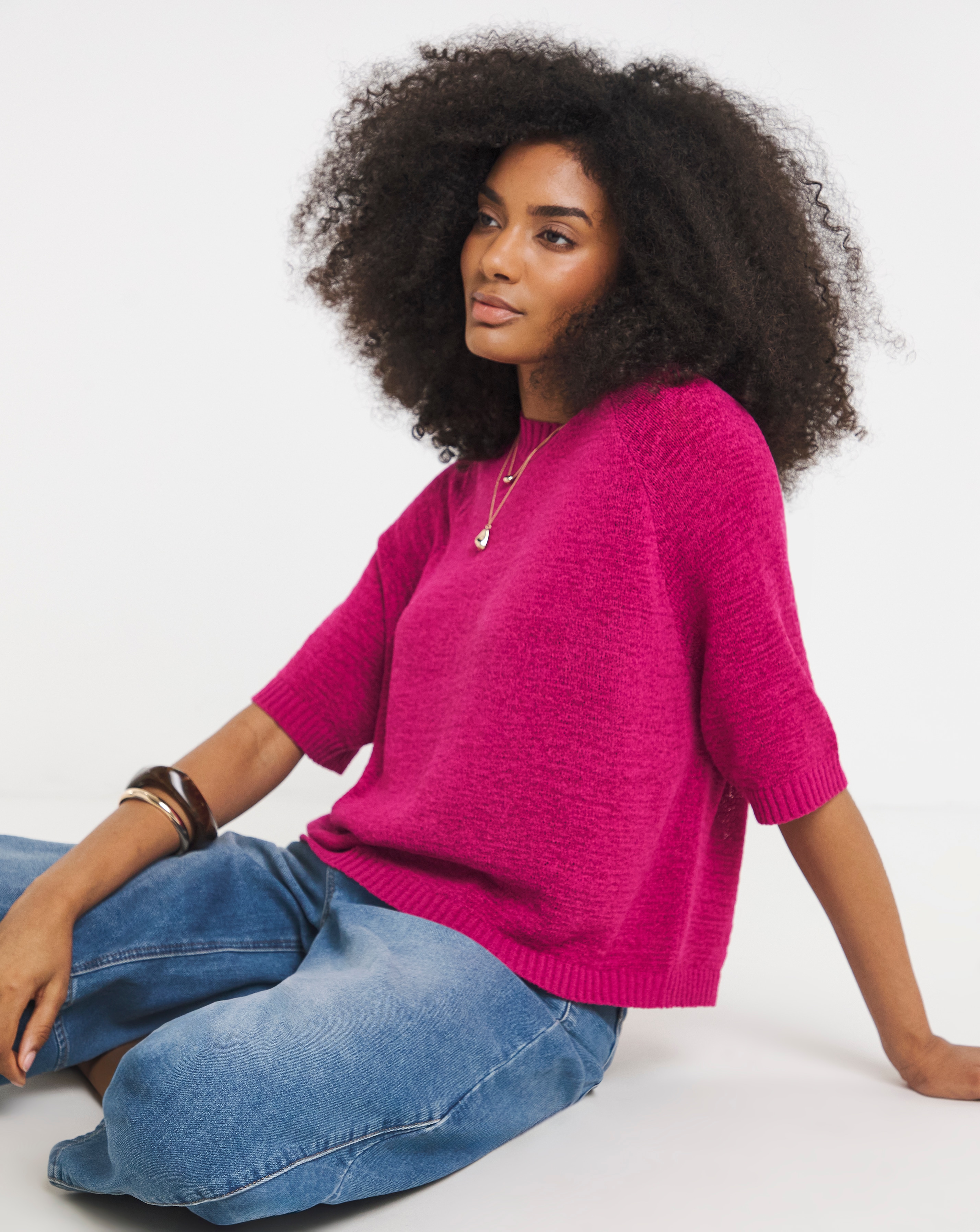 New In - Pink Knitted Boxy Tee