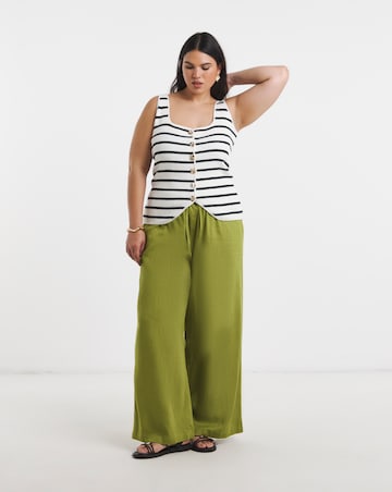 Stripe Knitted Scoop Neck Vest with Button Detail