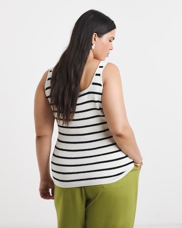 Stripe Knitted Scoop Neck Vest with Button Detail