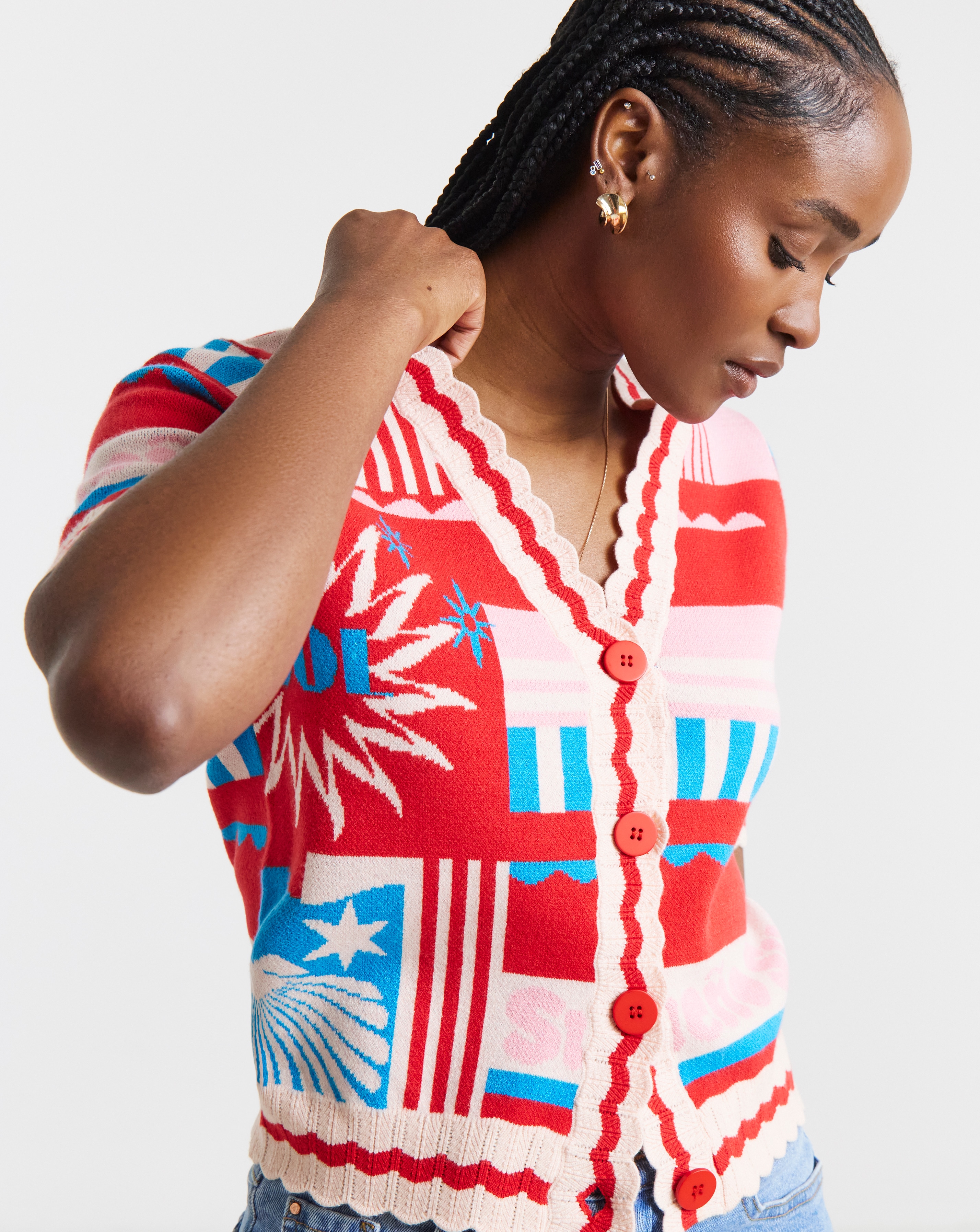 New In - Short Sleeve Graphic Print Cardigan