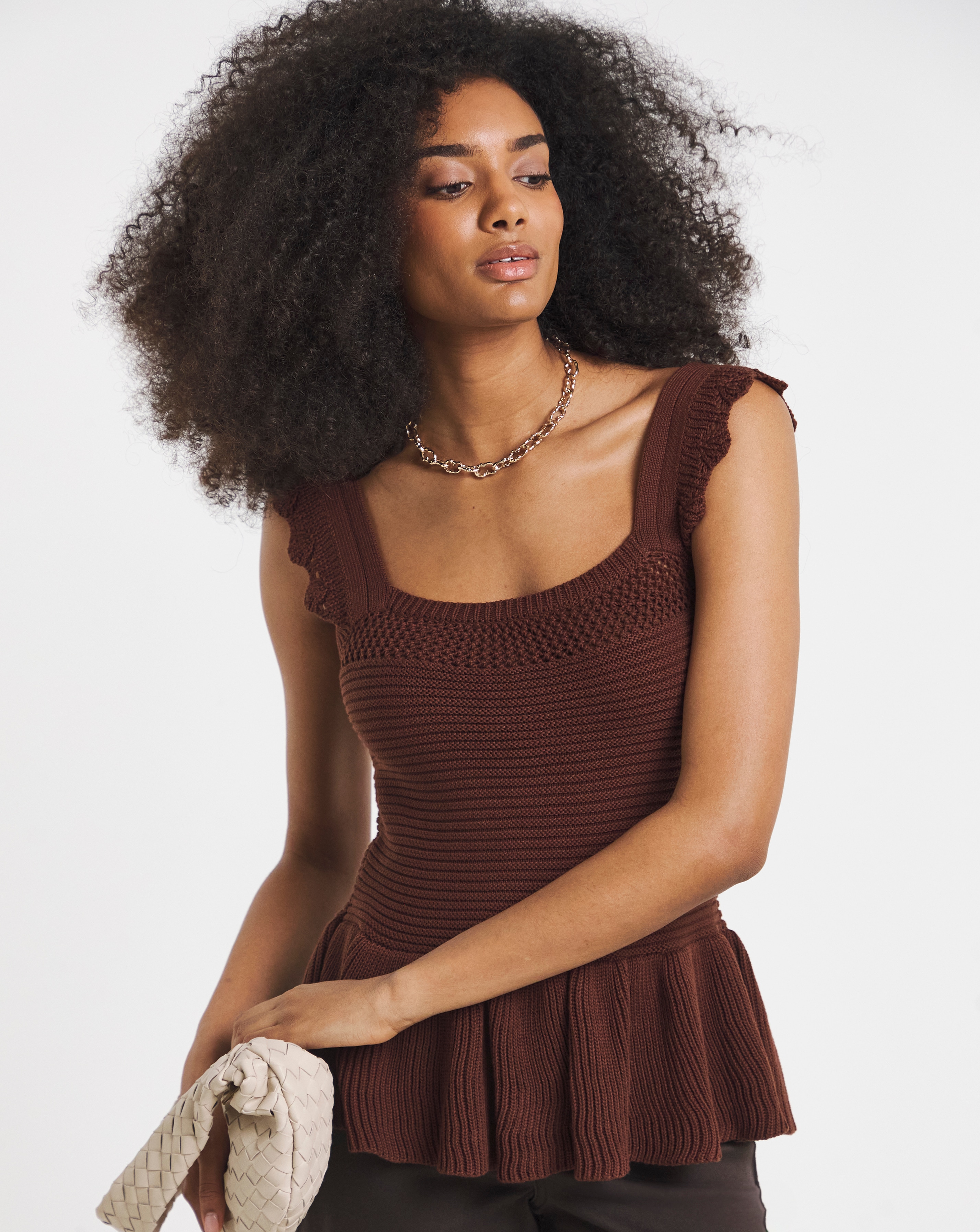 Crochet Square Neck Frill Top