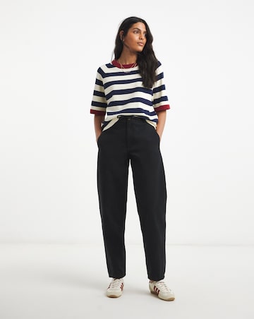 Contrast Stripe Half Sleeve Knitted Jumper