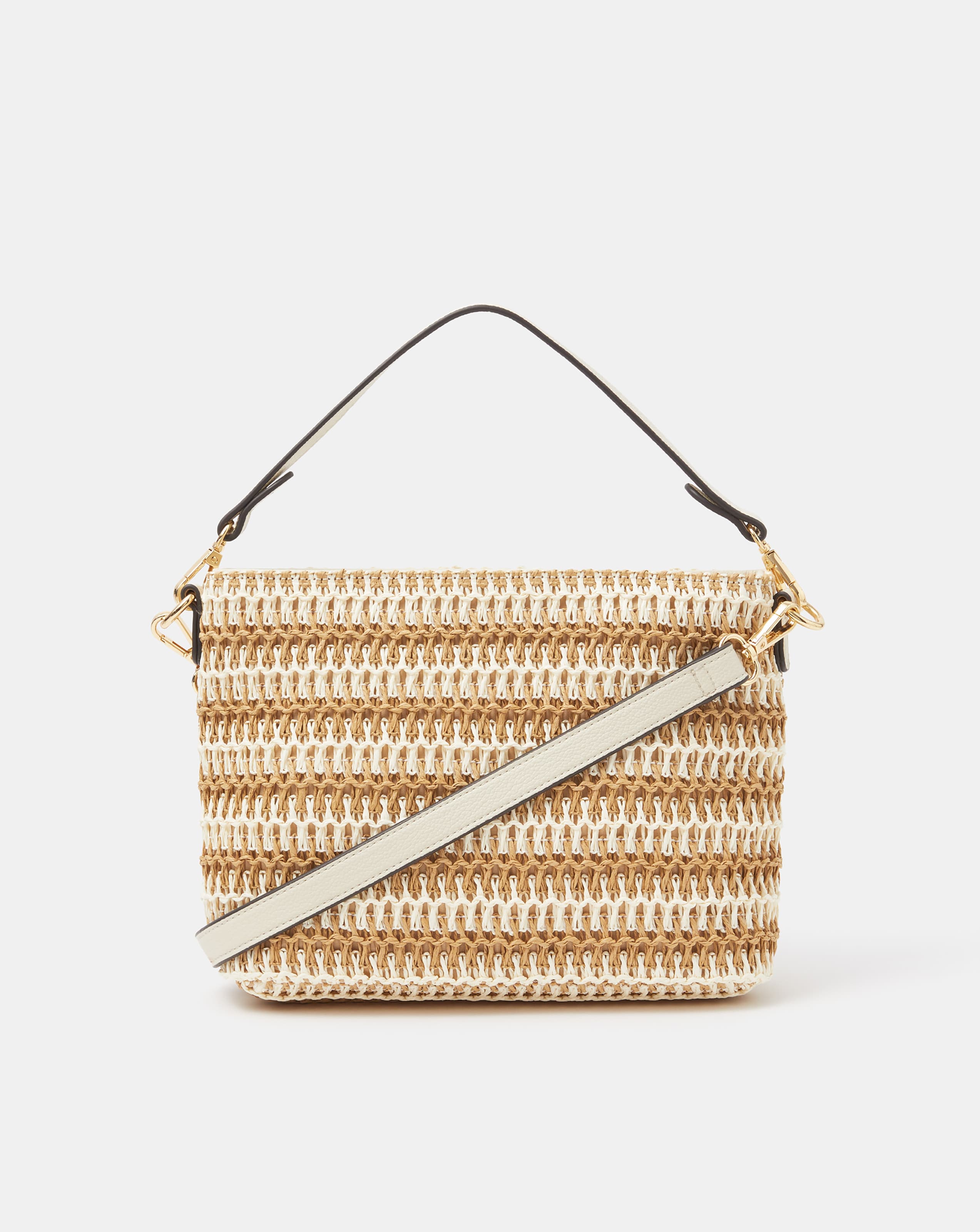 New In - Accessorize Stripe Raffia Crossbody Bag