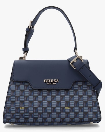 Guess Hallie Blue Logo Top Handle Satchel Bag