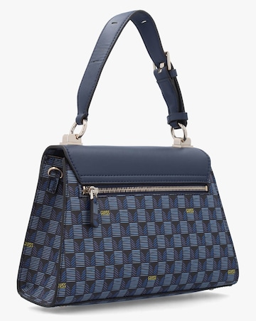 Guess Hallie Blue Logo Top Handle Satchel Bag