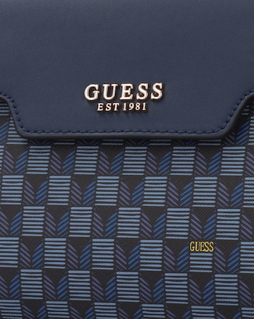 Guess Hallie Blue Logo Top Handle Satchel Bag
