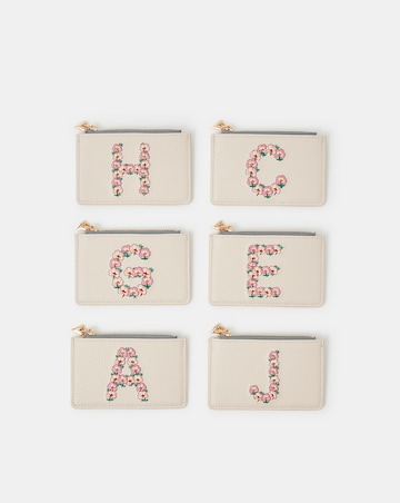 Accessorize Floral Embroidered Initial Card Holder