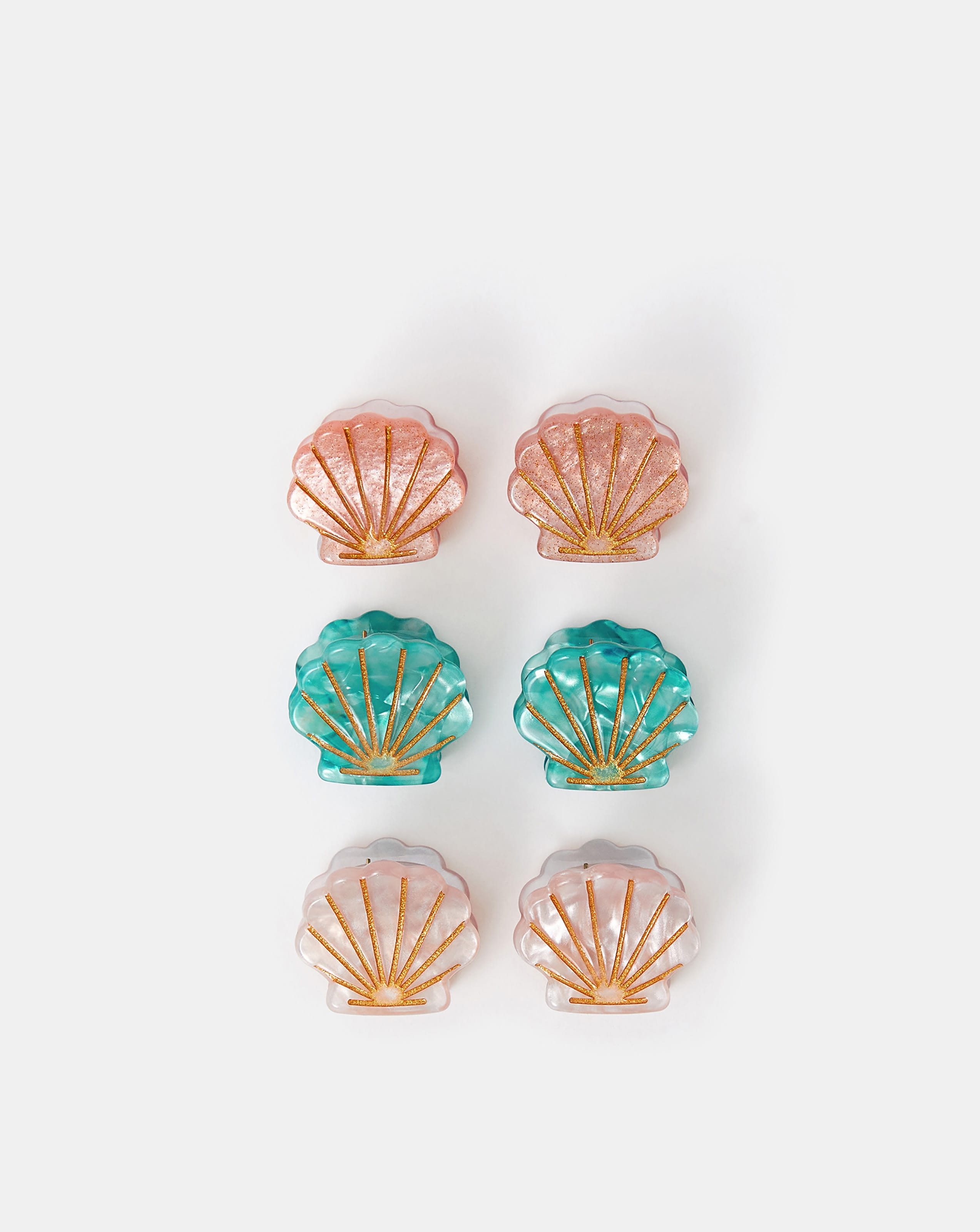 New In - Accessorize 6-Pack Mini Shell Claw Clips