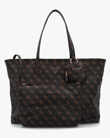 Guess Large Power Play II Brown Logo Tech Tote Bag