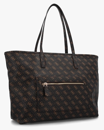 Guess Large Power Play II Brown Logo Tech Tote Bag