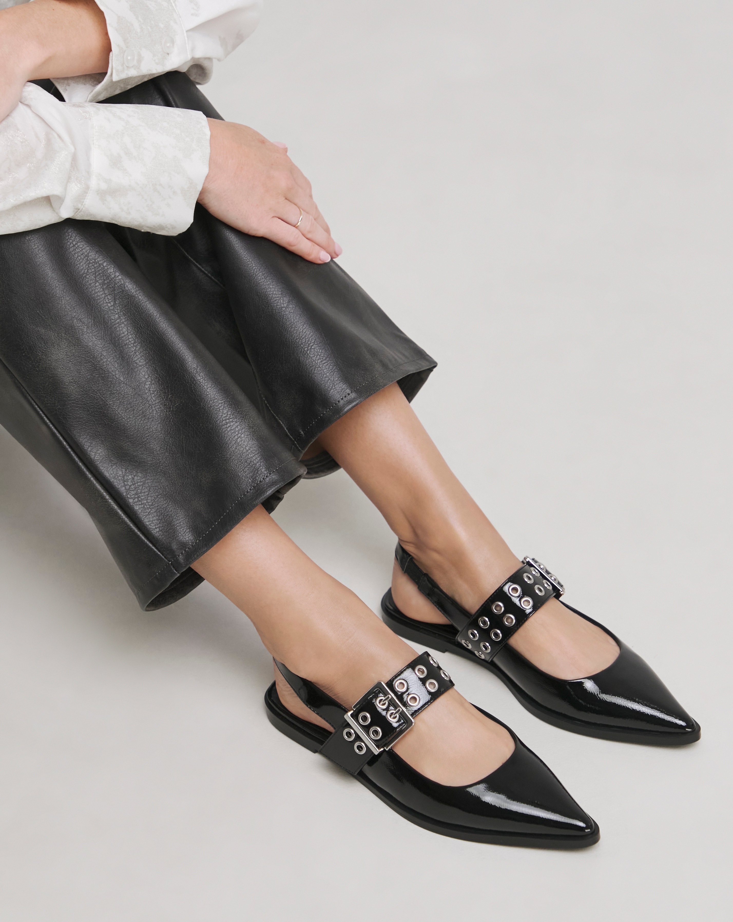 Hardware Mary Jane Slingback Shoe Wide