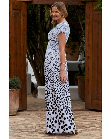 Sosandar Ivory Spot Print Belted Maxi Jersey Dress