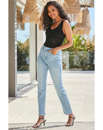 Sosandar Black Chevron Knit Pointelle Vest Top