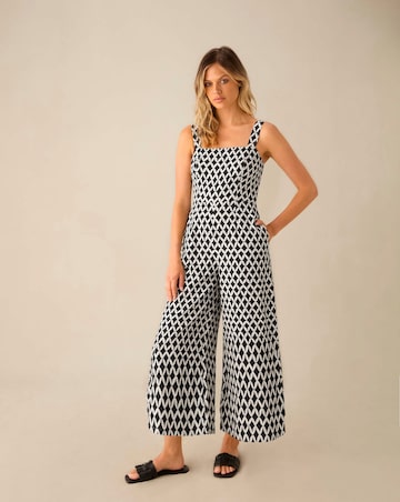 Ro&Zo Mono Geo Print Strappy Jumpsuit
