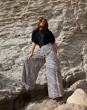 Ro&Zo Neutral Animal Print Wide Leg Trouser