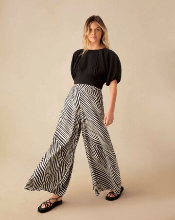 Ro&Zo Neutral Animal Print Wide Leg Trouser