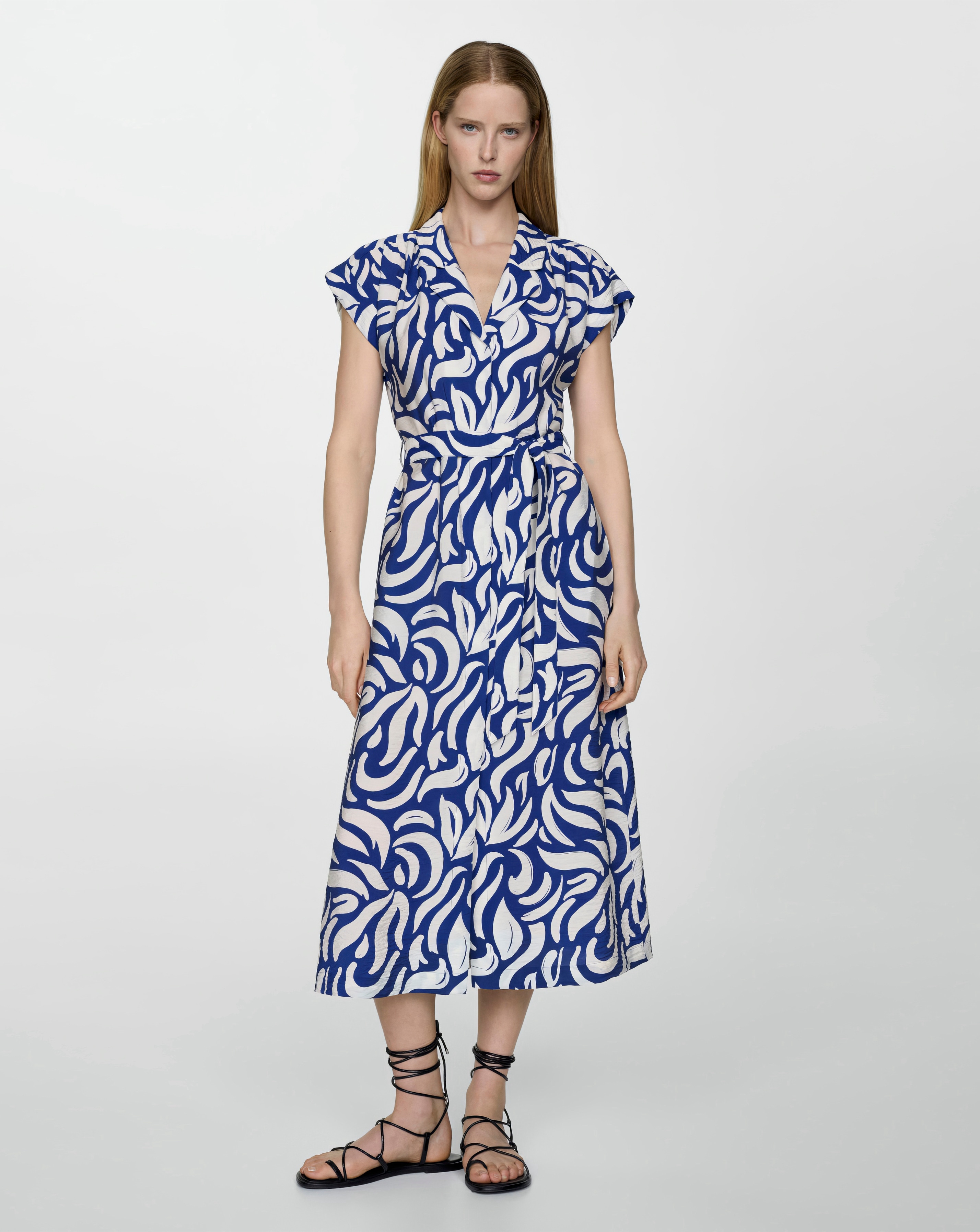 Mango Bow Shirt Midi Dress