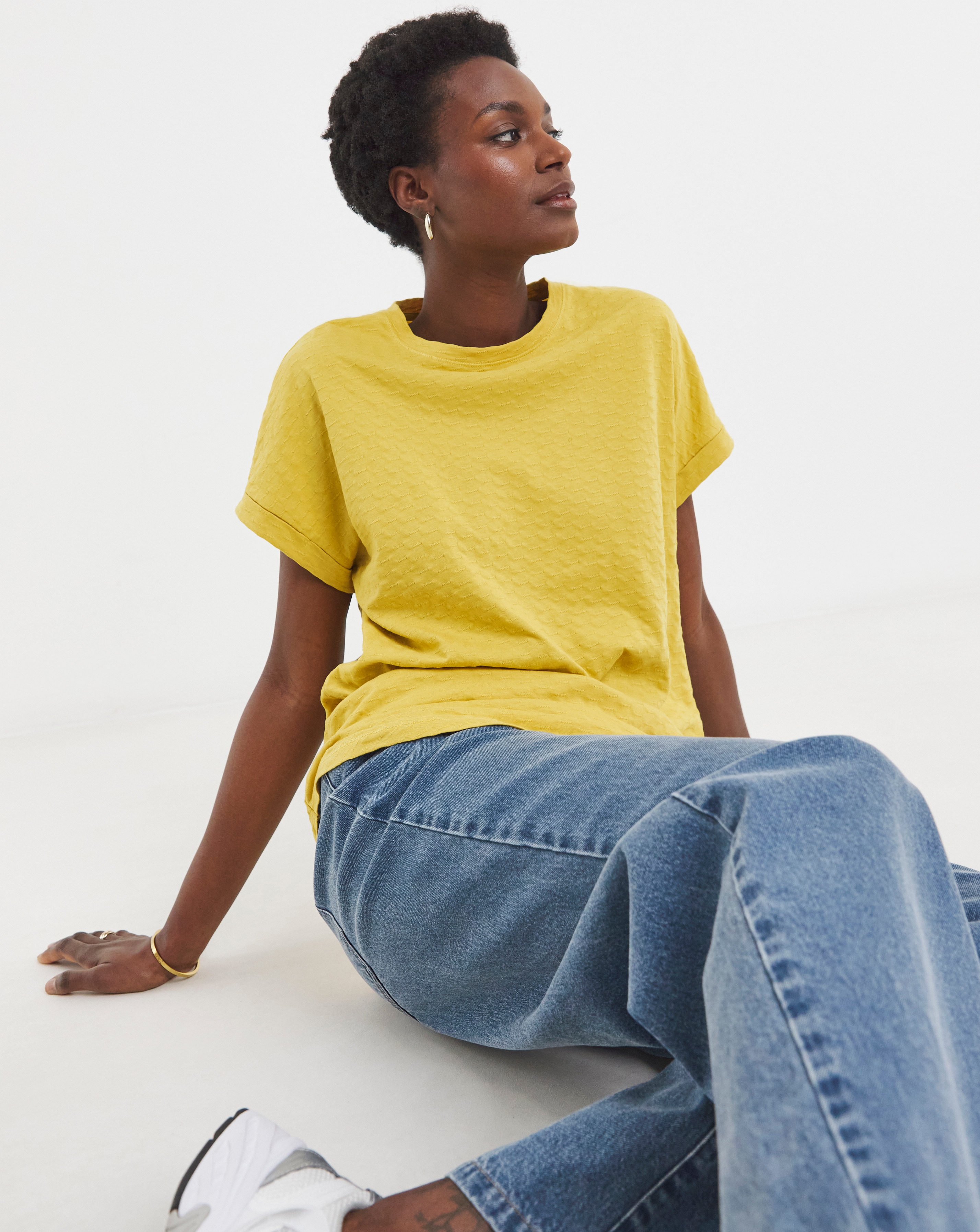 Dobby Textured Curved Hem