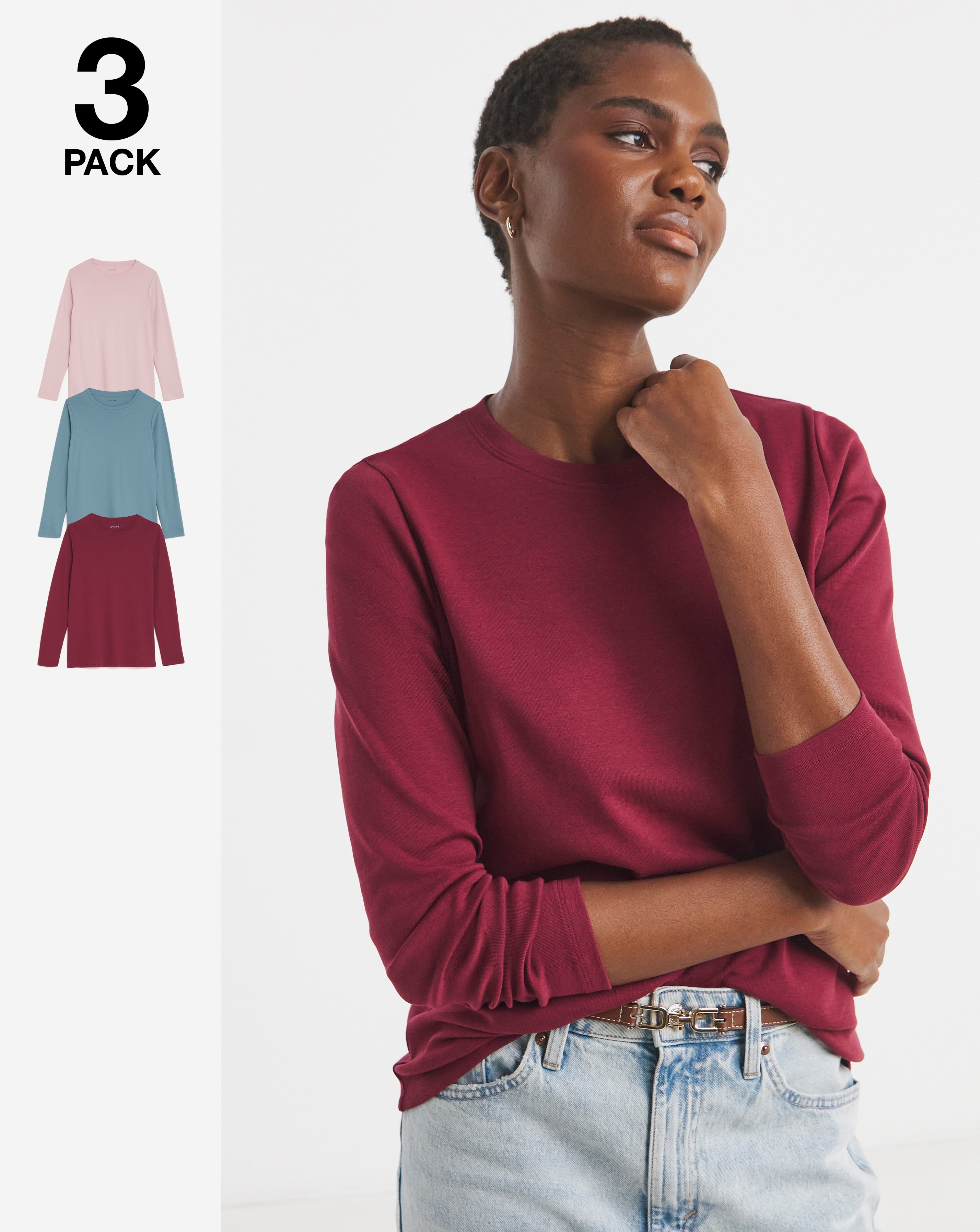 3 Pack Crew Neck Long Sleeve T-shirts