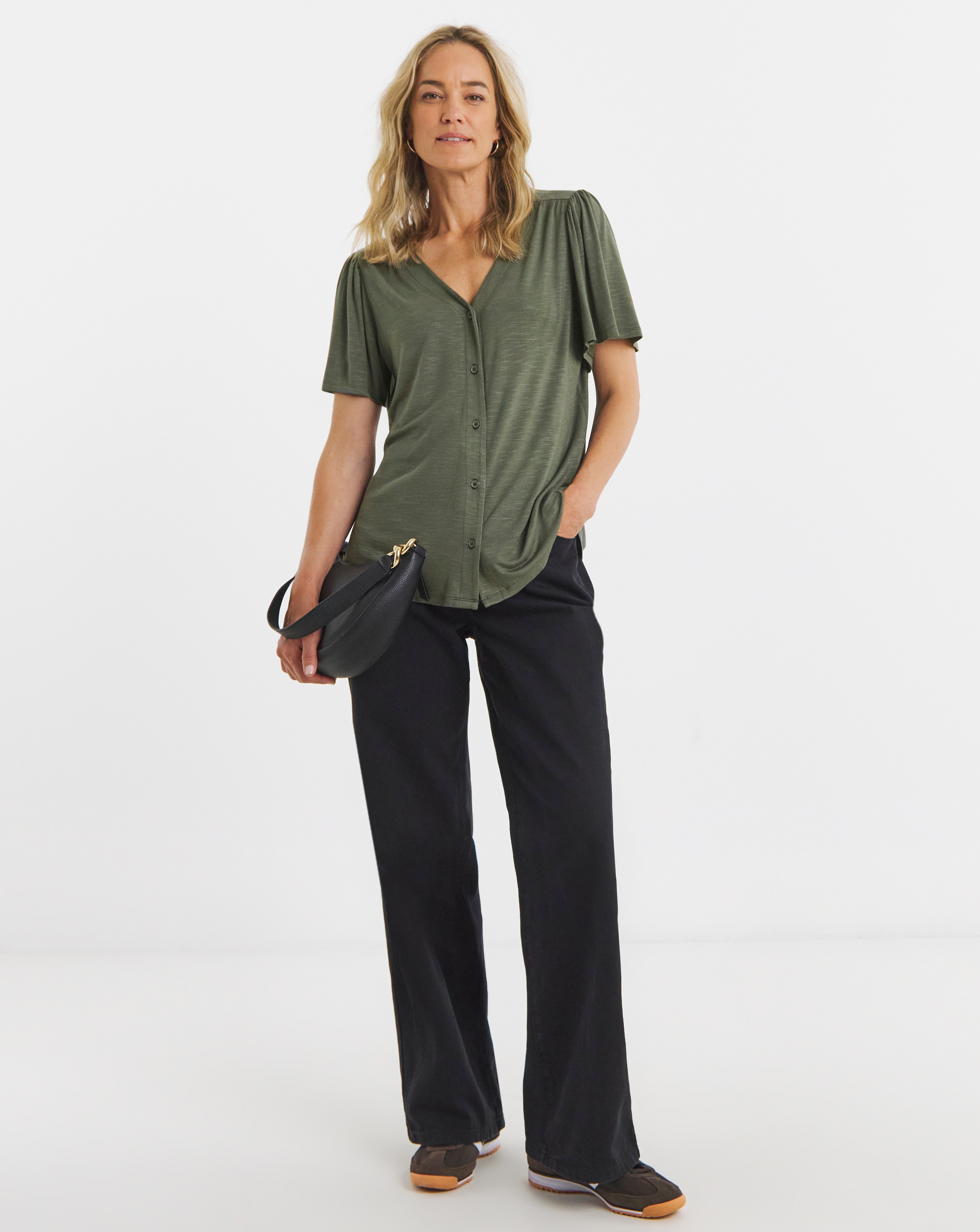 Button Angel Sleeve Top