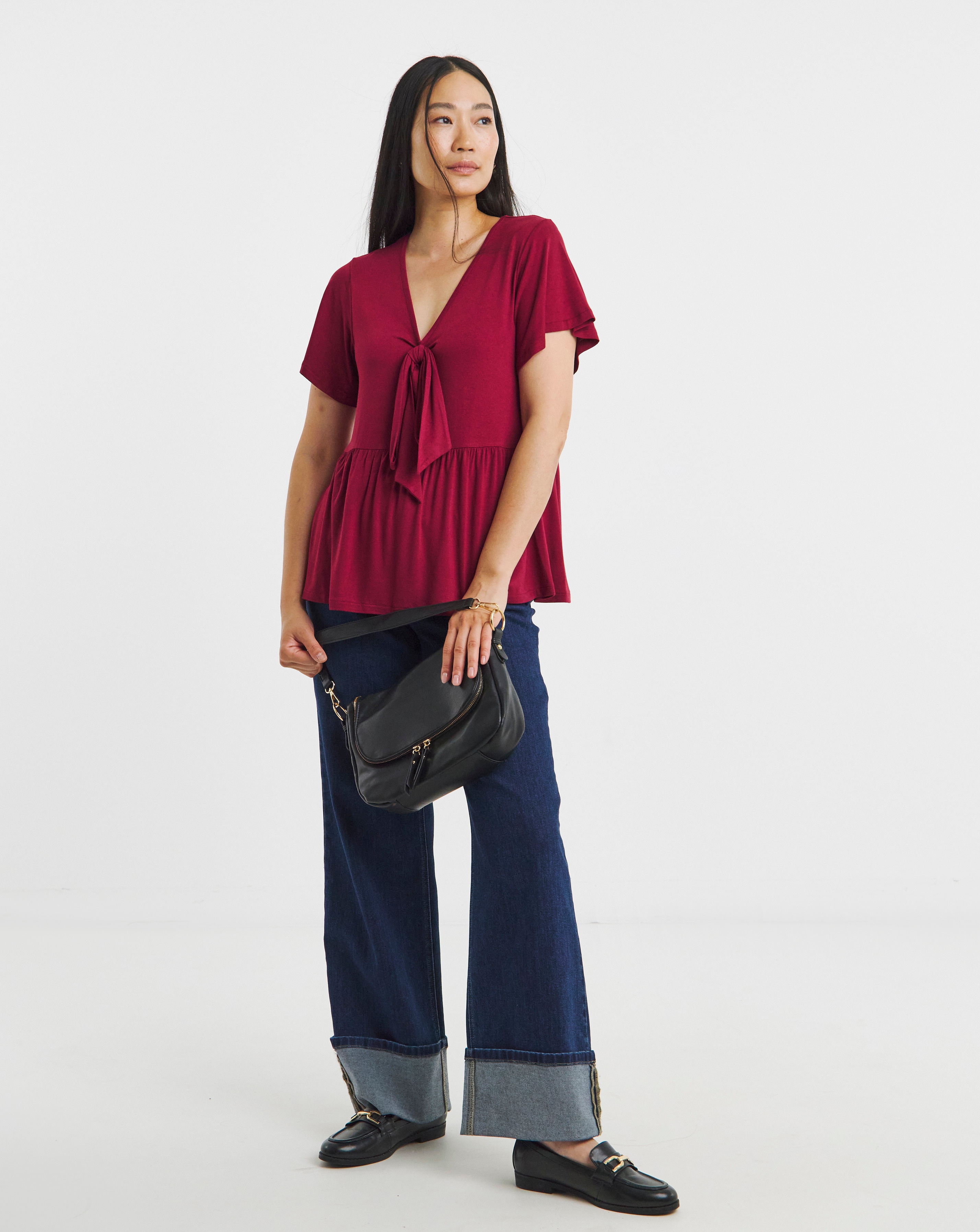 Bow Front Longline Hem Top