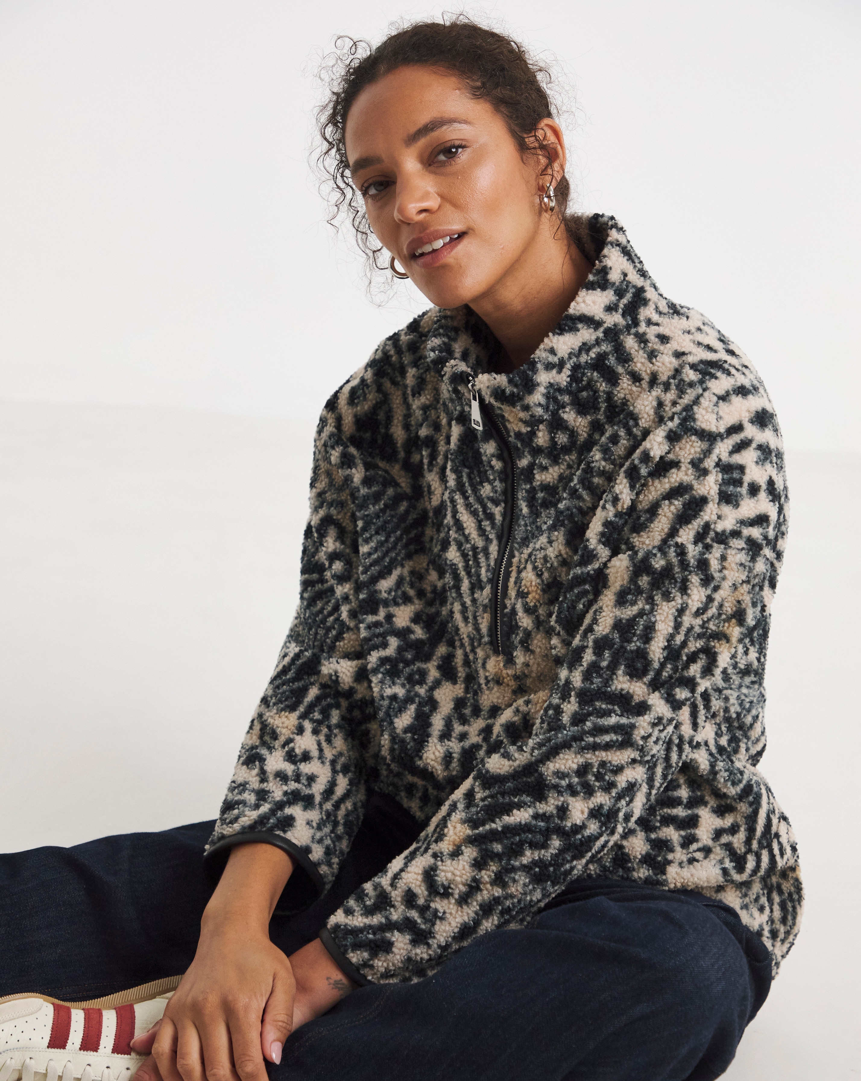 Longline Borg Quarter Zip