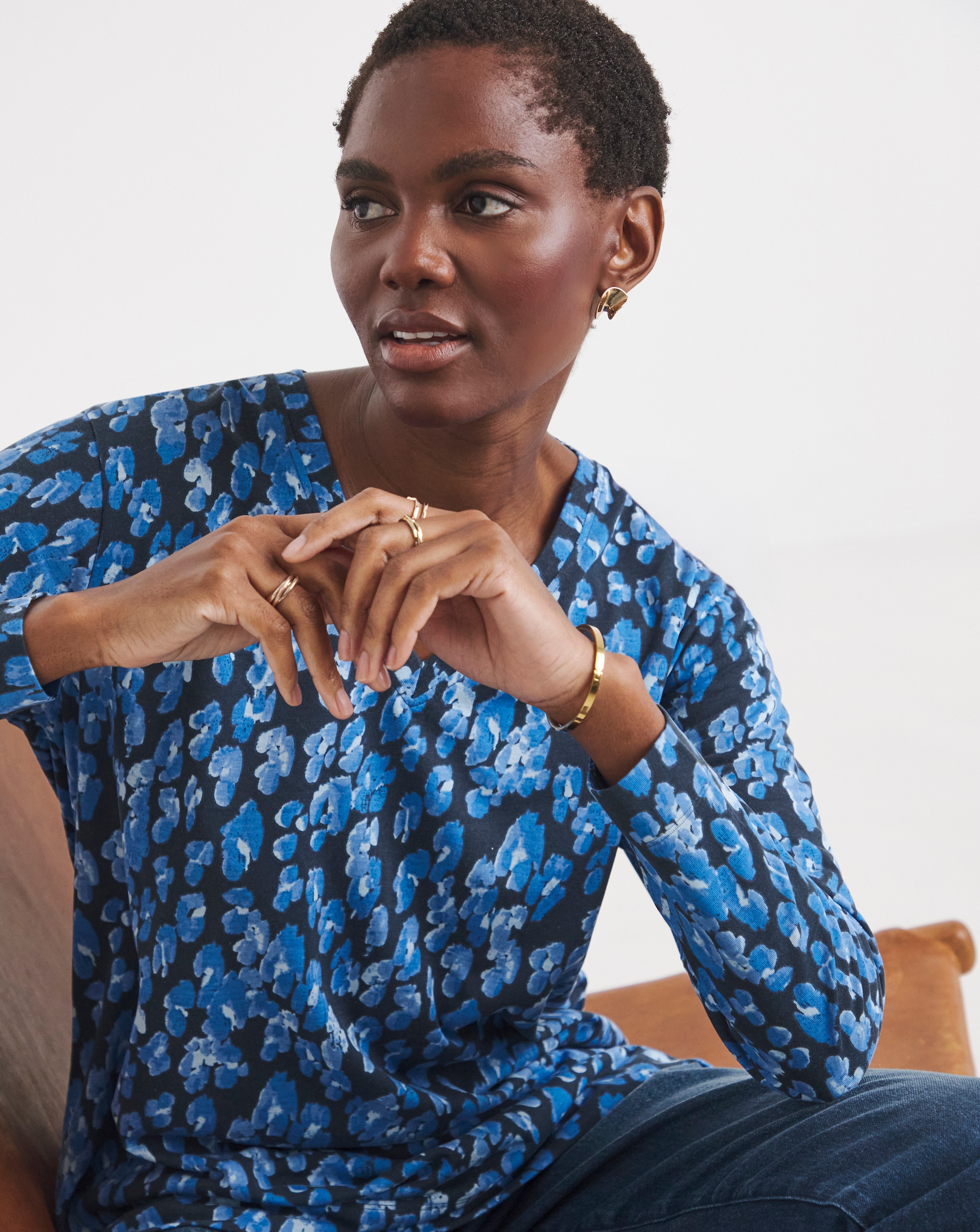 V Neck Split Hem Slouch T-Shirt