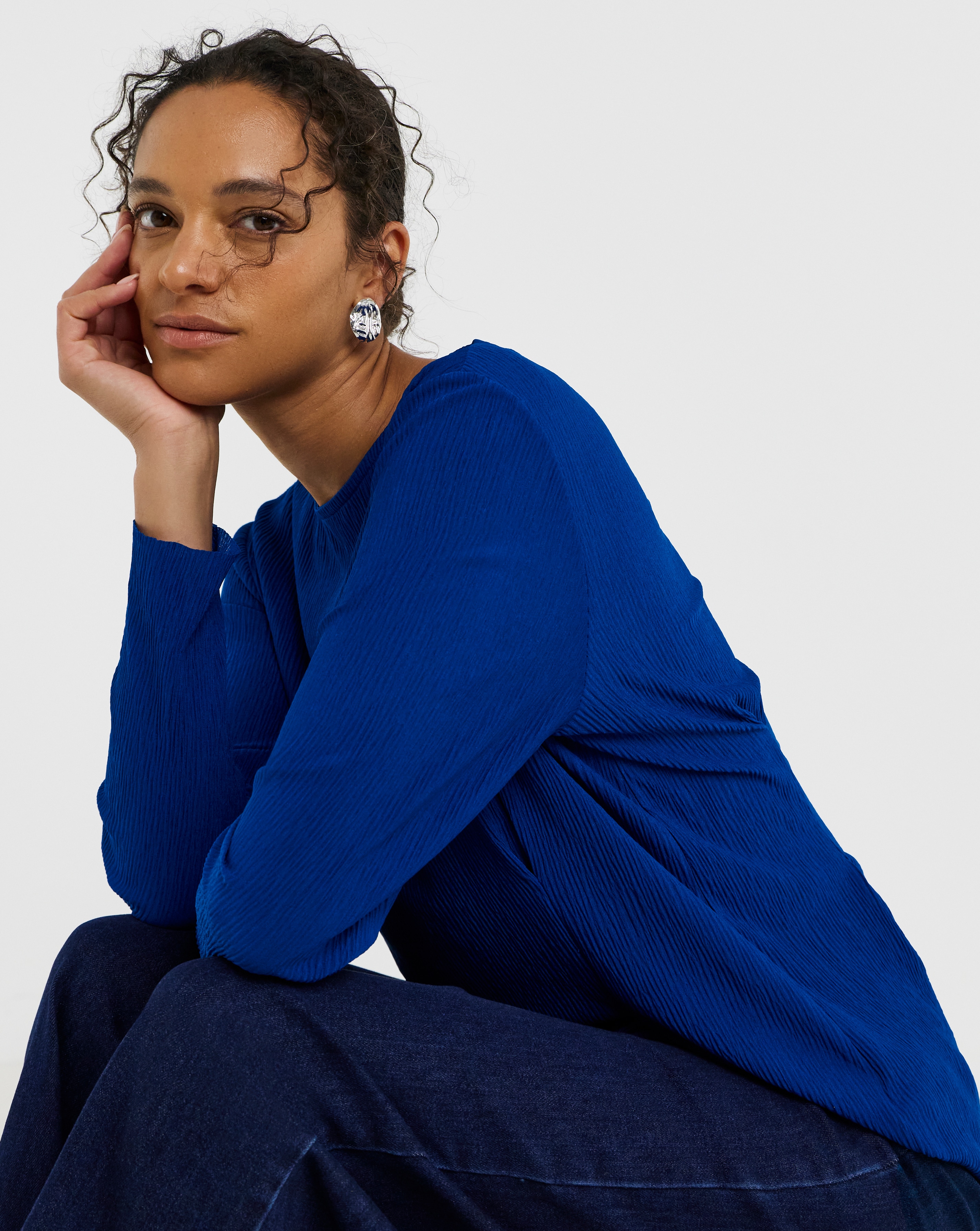 Fine Plisse Peplum Top