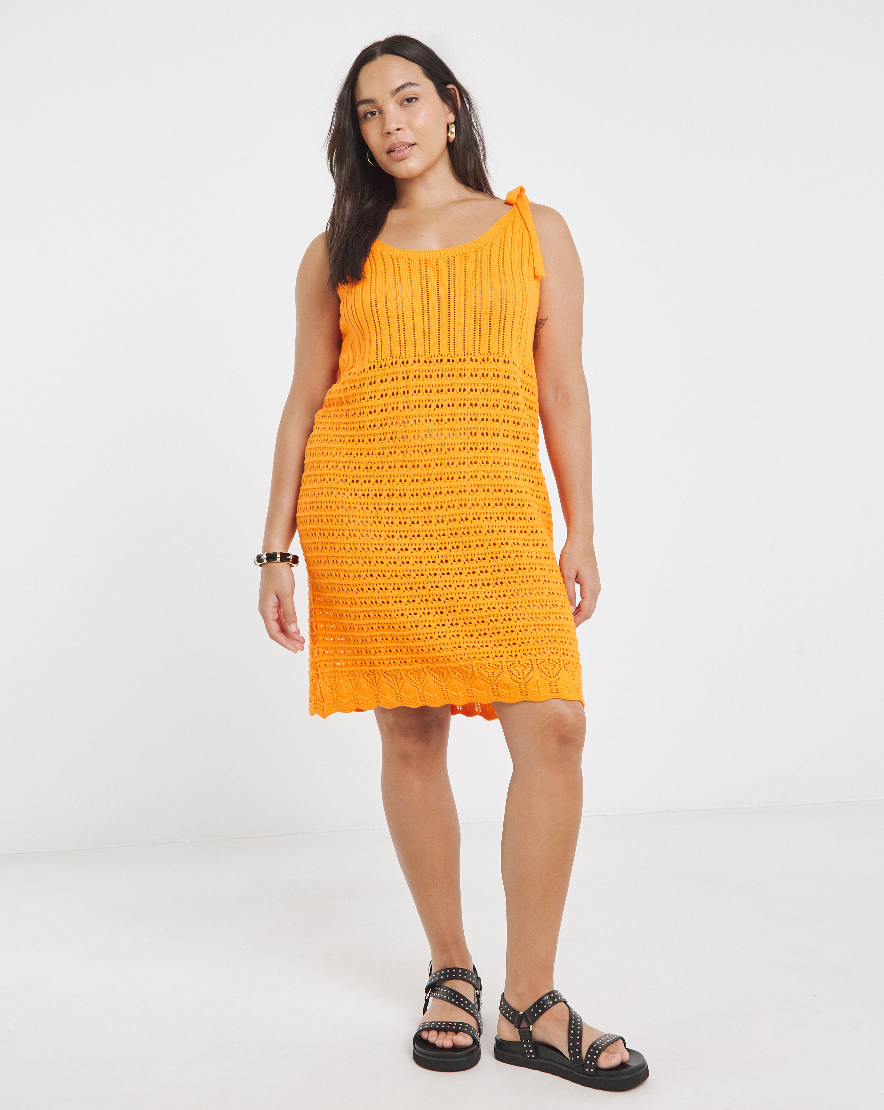 Simply Be Orange Crochet Mini Dress