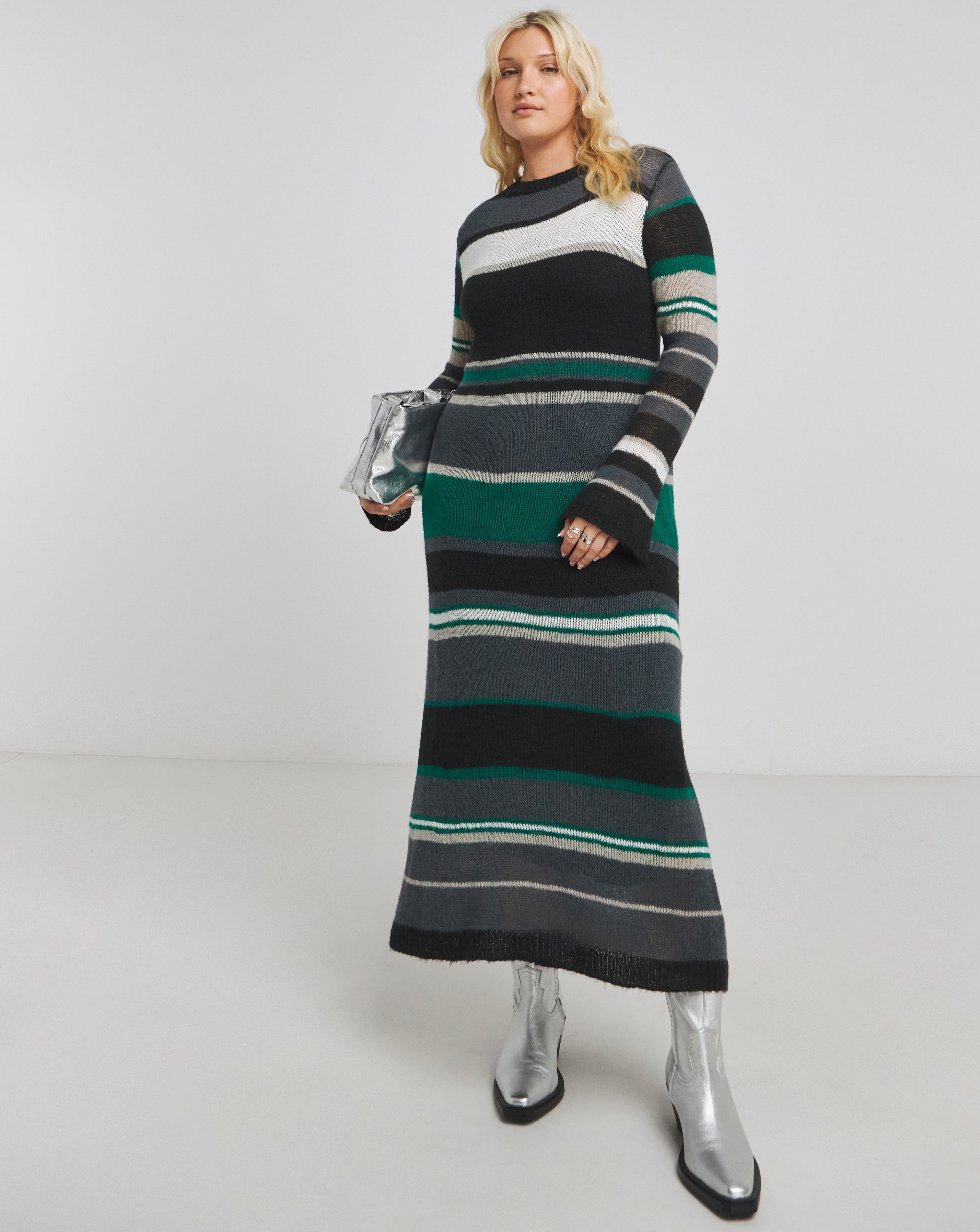 Stripe Knitted Midaxi Dress