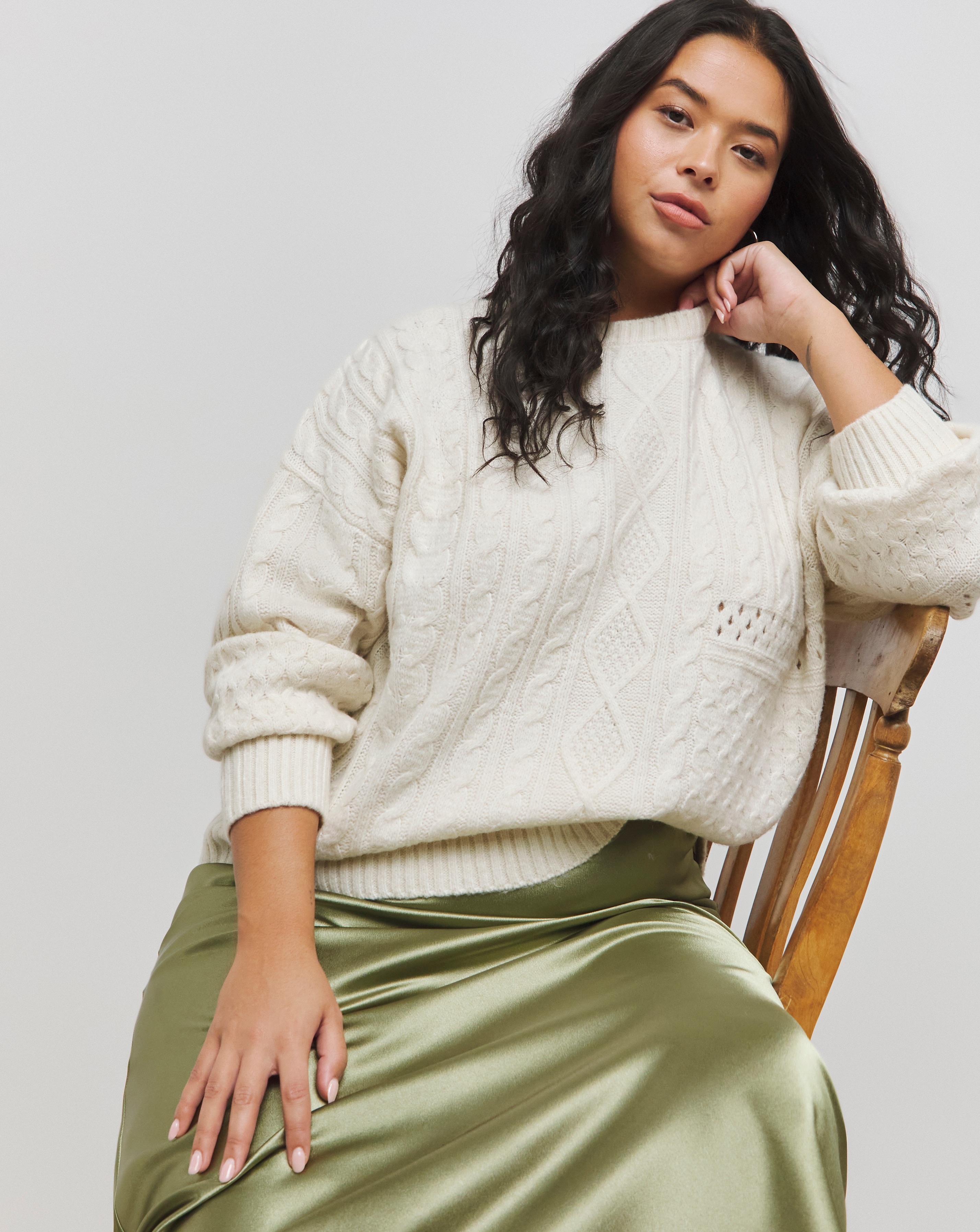 Cream Spliced Cable Jumper