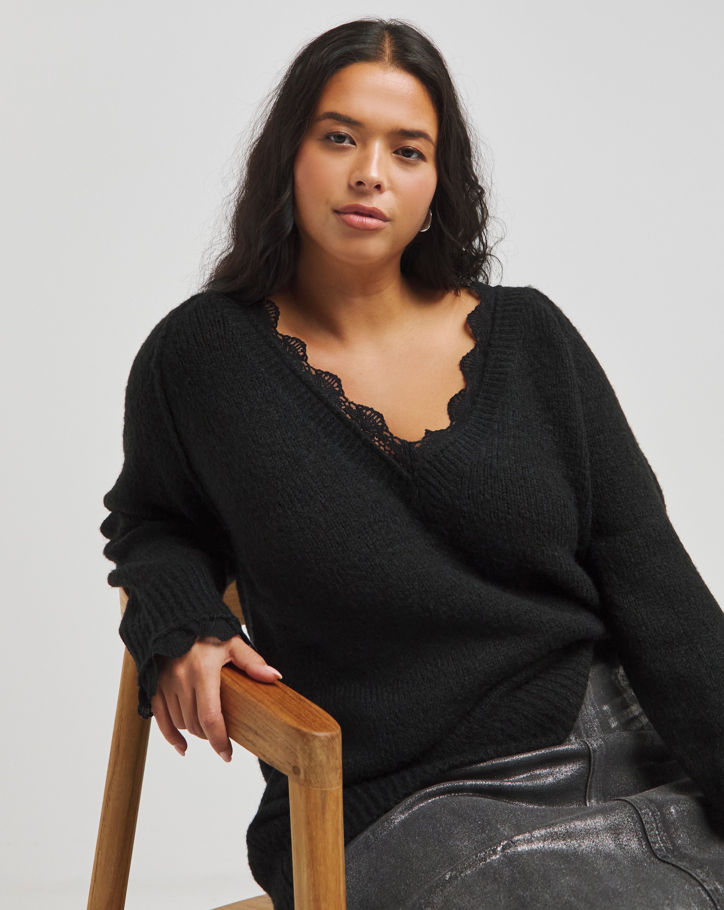 Lace Trim Longline Jumper