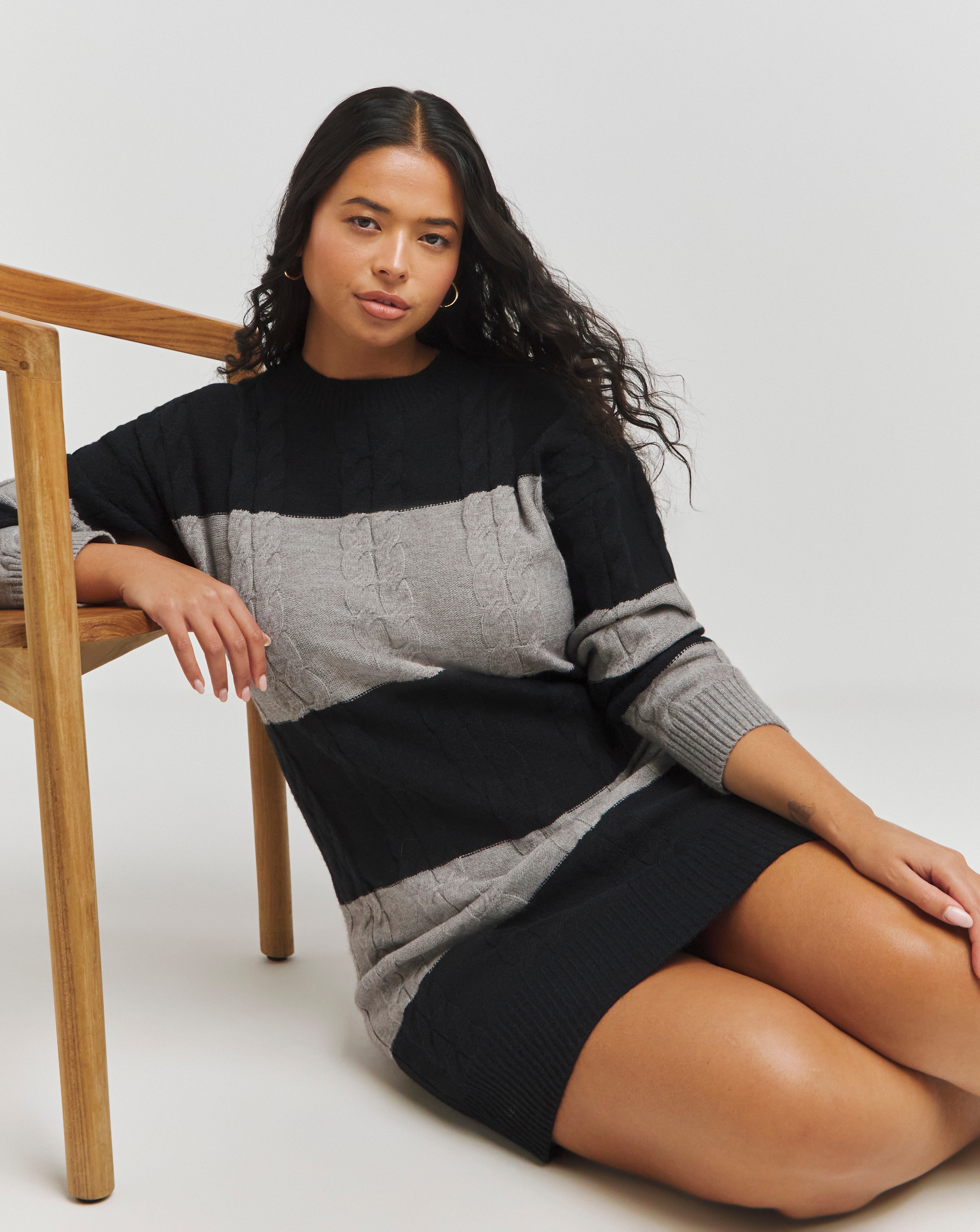 Stripe Cable Knit Dress
