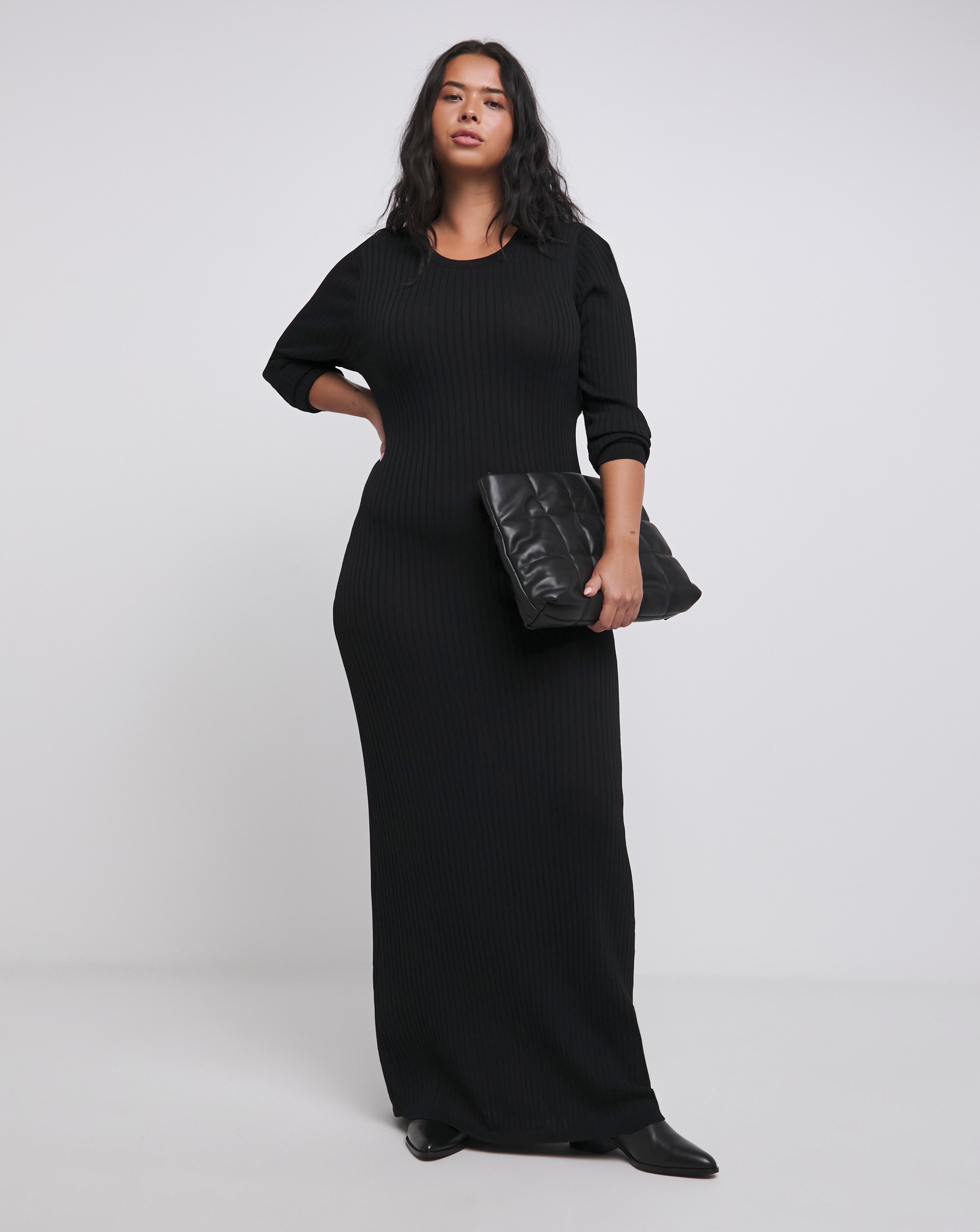 Full Hem Maxi Rib Knit Dress
