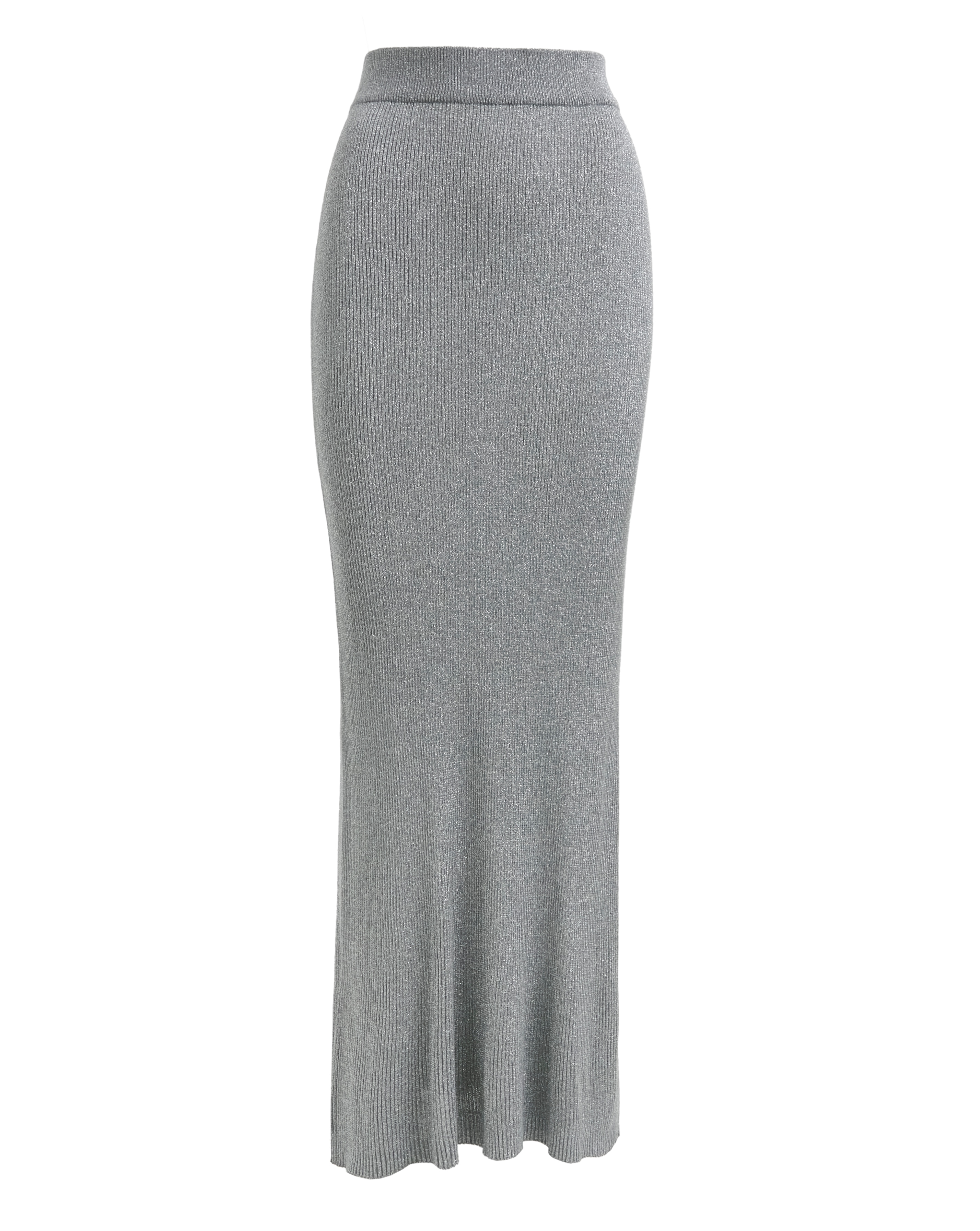 Metallic Rib Knit Midaxi Skirt