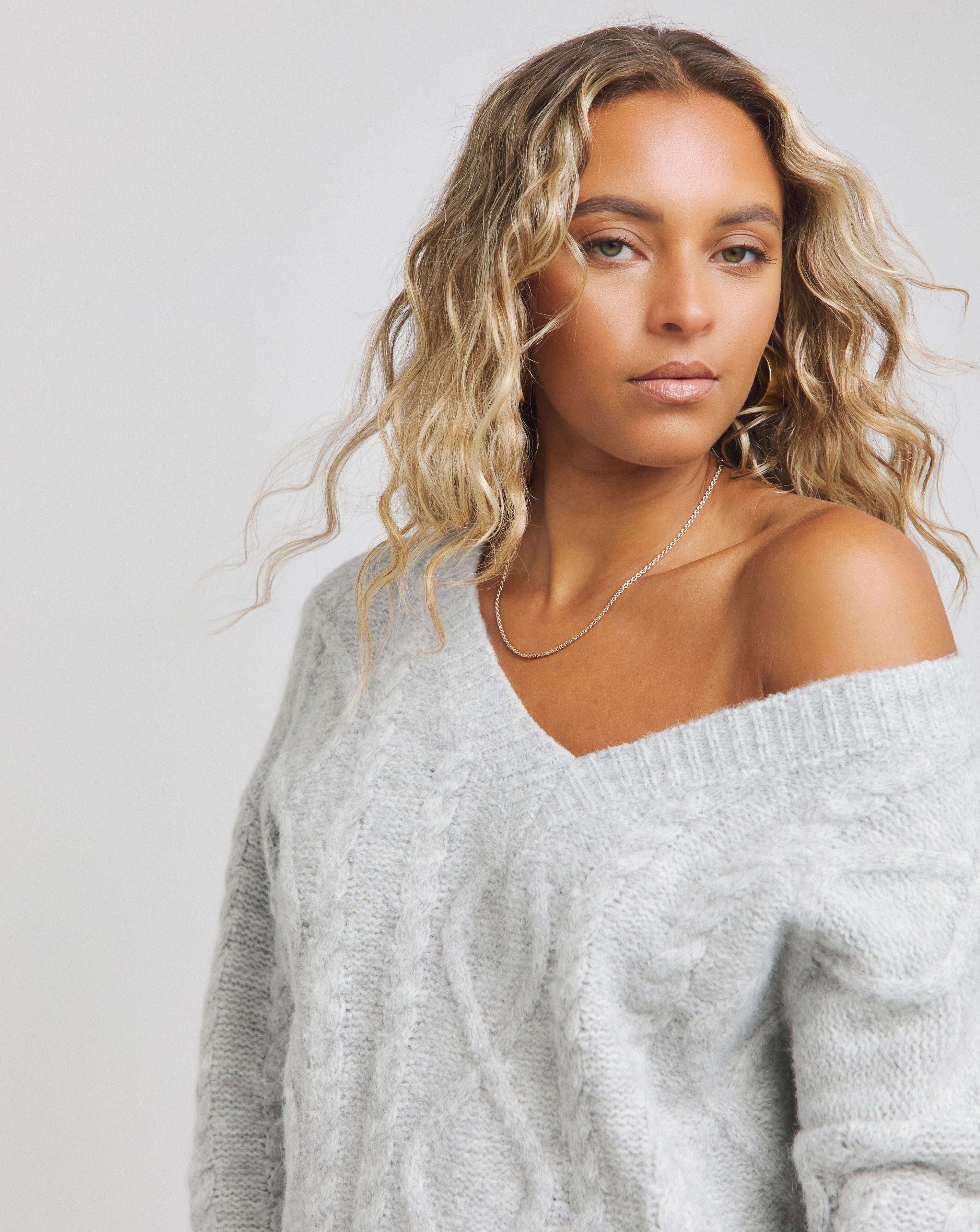 V Neck Cable Knit Jumper