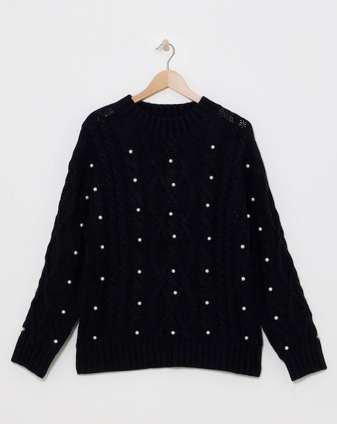 Black Pearl Cable Knit Jumper
