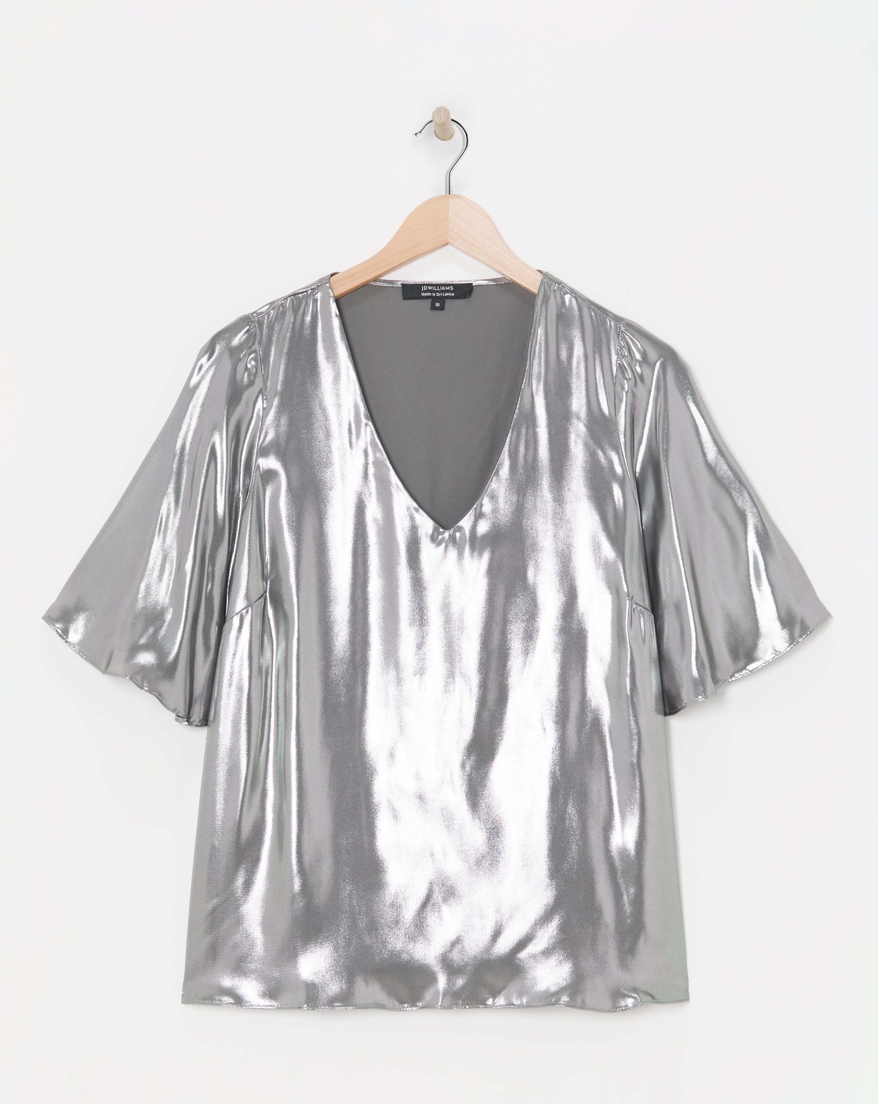 New In - Metallic Angel Sleeve Blouse